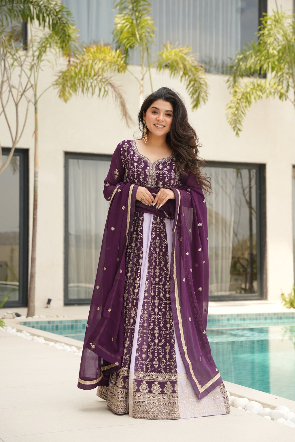 Stylish Sequins Embroidered Wedding Designer Gown