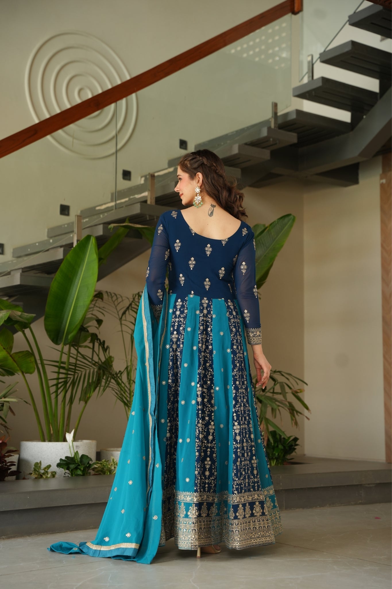 Stylish Sequins Embroidered Wedding Designer Gown