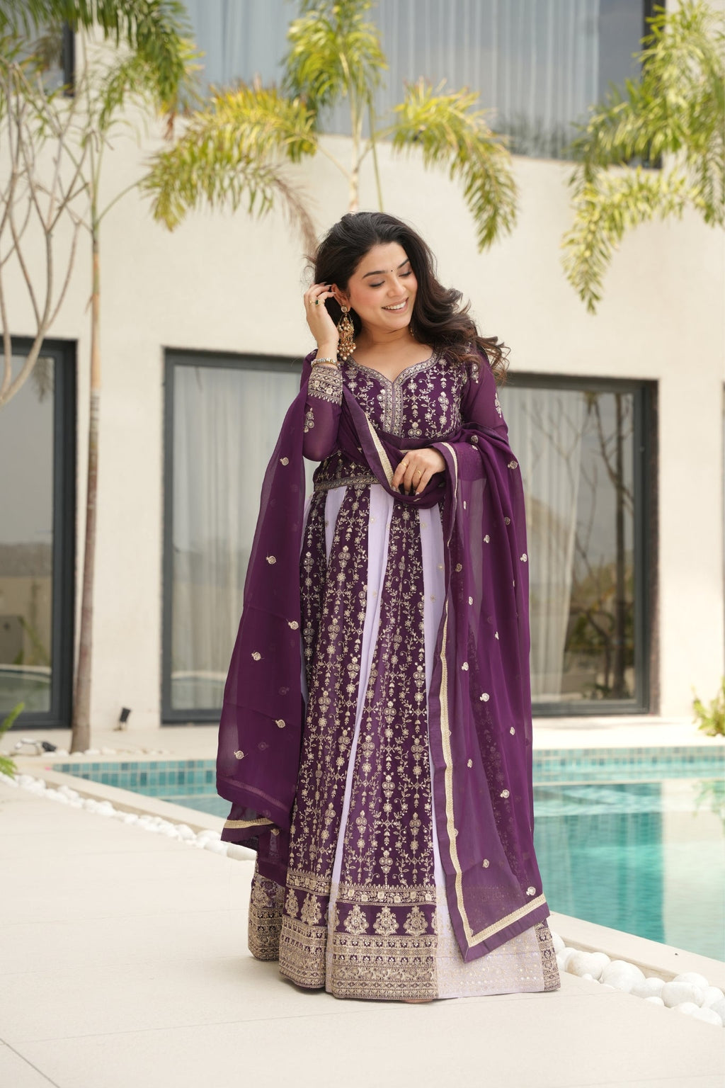 Stylish Sequins Embroidered Wedding Designer Gown