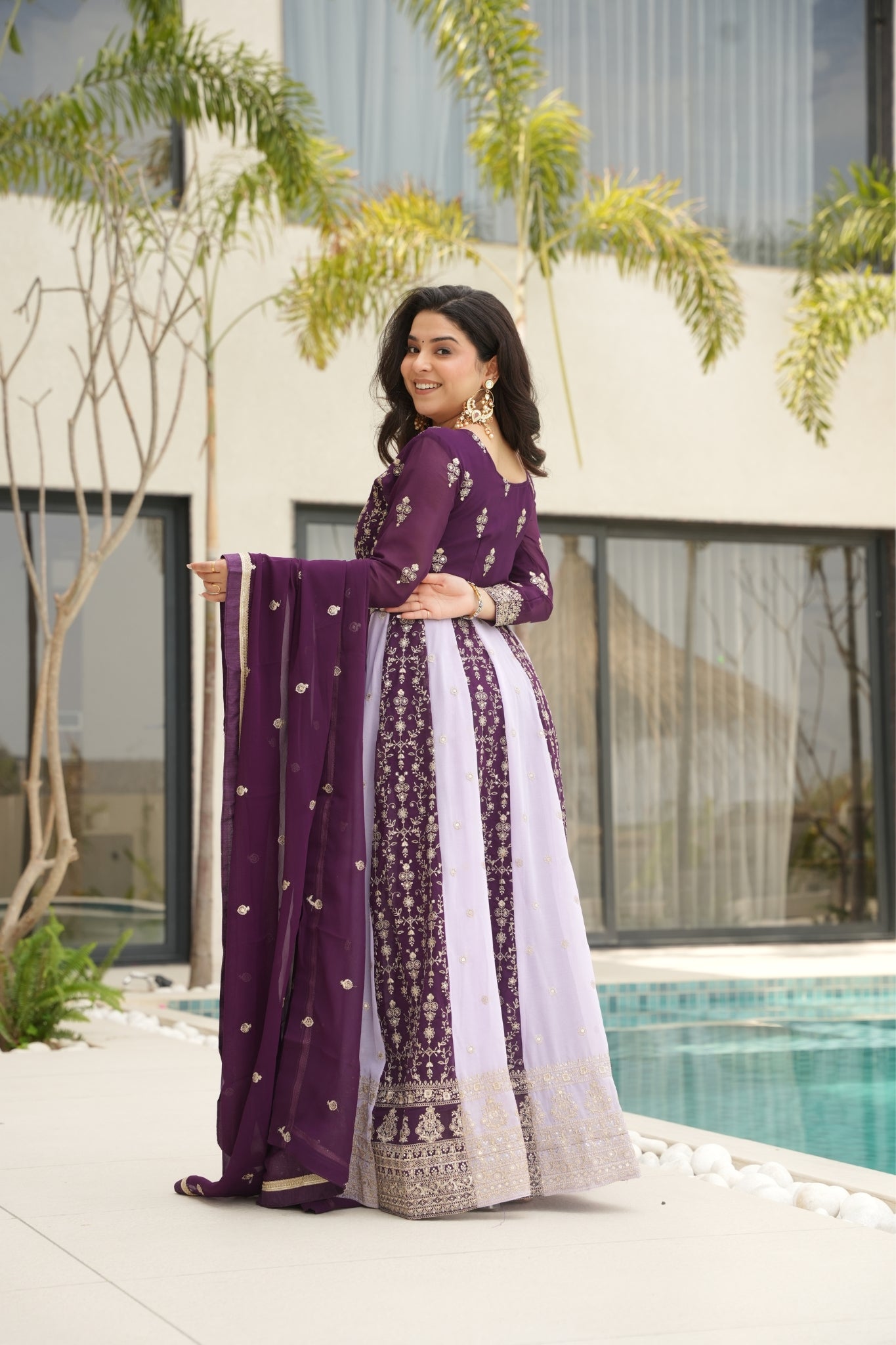 Stylish Sequins Embroidered Wedding Designer Gown