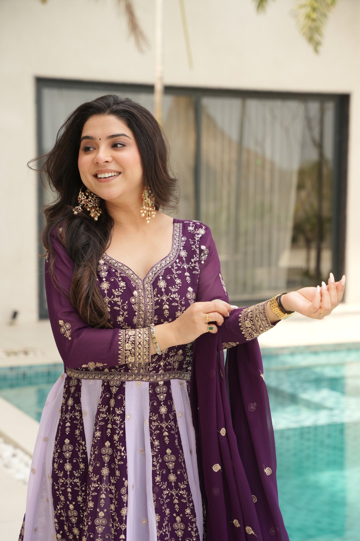 Stylish Sequins Embroidered Wedding Designer Gown