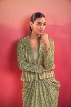 Stylish Tasar Silk Printed Top & Bottom Set With Blouse

