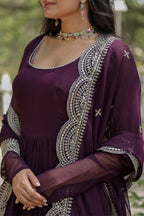 Stylish Women Tiered Gown With Dupatta Set
