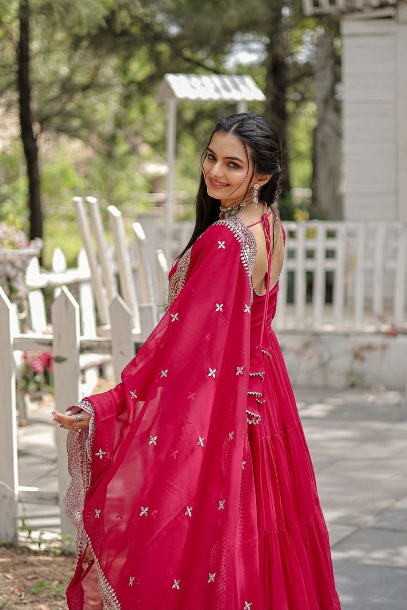 Stylish Women Tiered Gown With Dupatta Set  TULIP DESIGNER