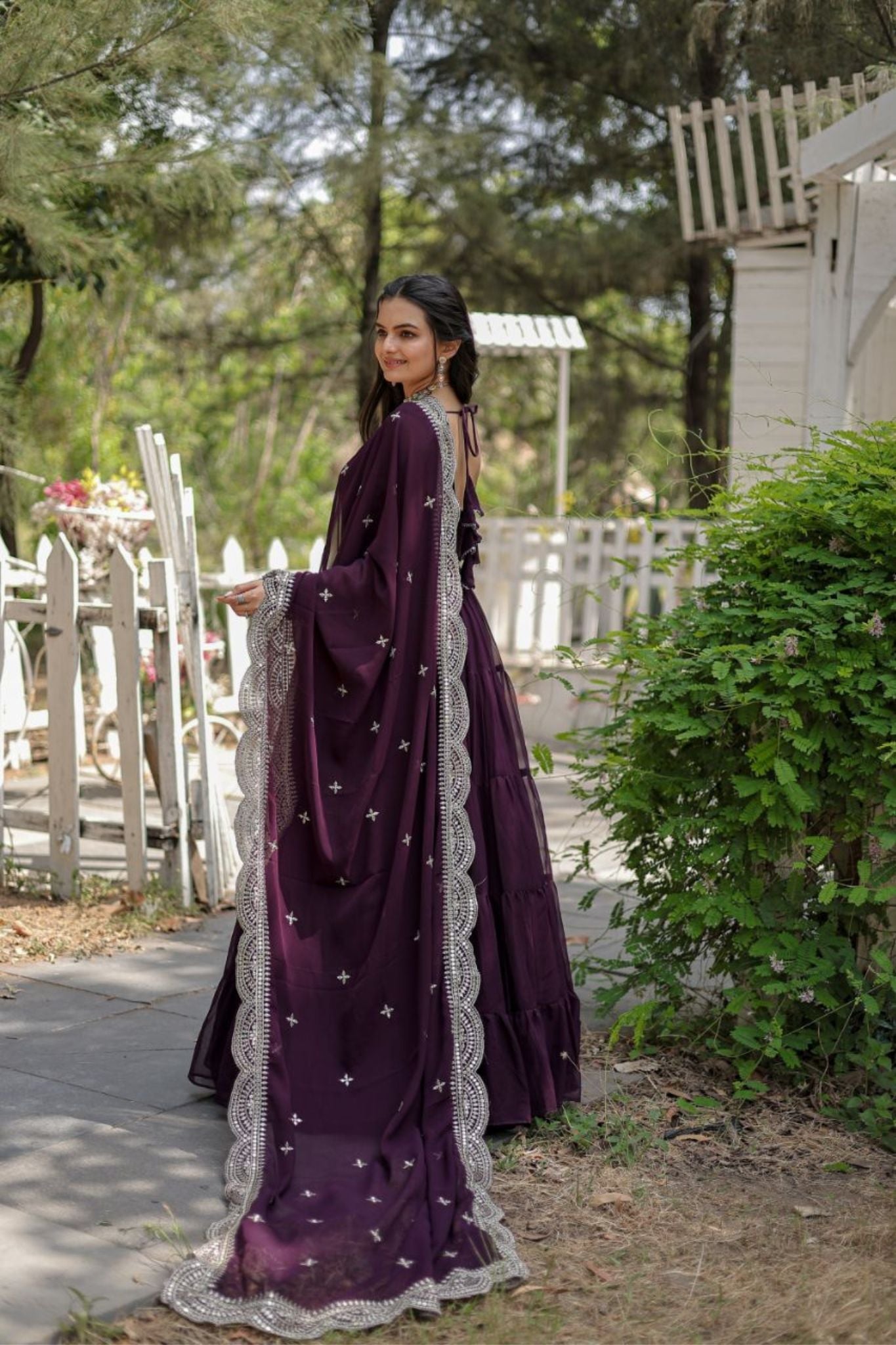 
Stylish Women Tiered Gown With Dupatta Set

