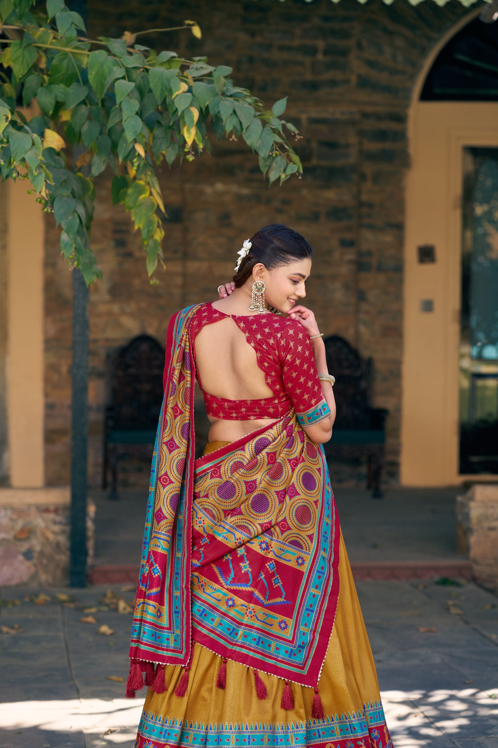 Traditional Tasar Silk Printed Lehenga Set for Special Occasions
