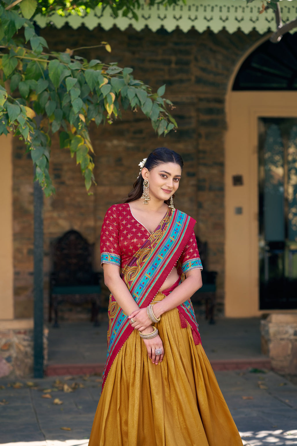 Traditional Tasar Silk Printed Lehenga Set for Special Occasions
