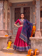Traditional Tasar Silk Bandhej Print Lehenga Set | Tulip Designer
