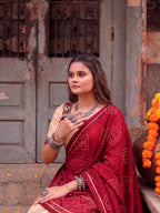 Traditional Tasar Silk Bandhej Print Lehenga Set | Tulip Designer
