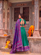 Traditional Tasar Silk Bandhej Print Lehenga Set | Tulip Designer
