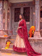 Traditional Tasar Silk Bandhej Print Lehenga Set | Tulip Designer
