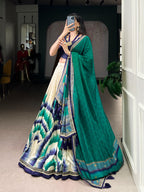 Tasar Silk Tie-Dye Lehenga Choli with Elegant Lace Accents Dupatta For Women
