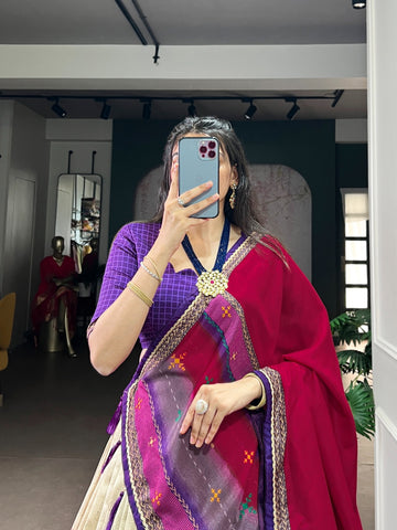 Tasar Silk Tie-Dye Lehenga Choli with Elegant Lace Accents Dupatta For Women
