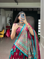 Navratri Tasar Silk Print Mirror Lehenga Set | Tulip Designer
