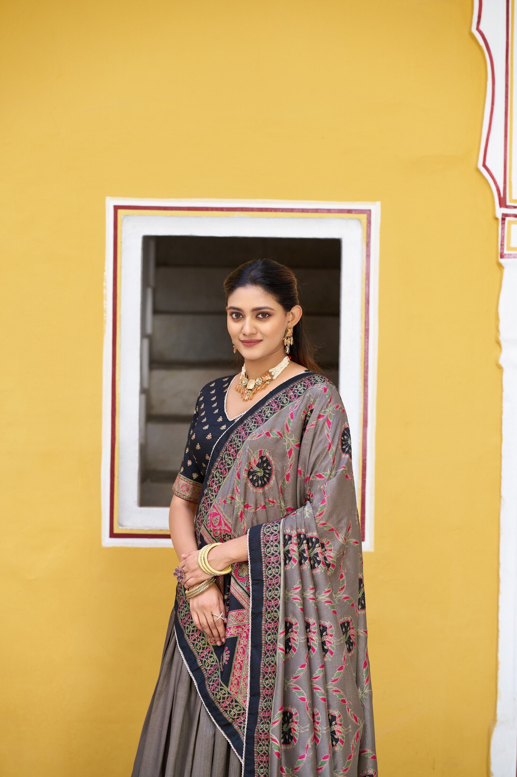 Royal Wedding Wear Tasar Silk  Printed Lehenga Choli Set
