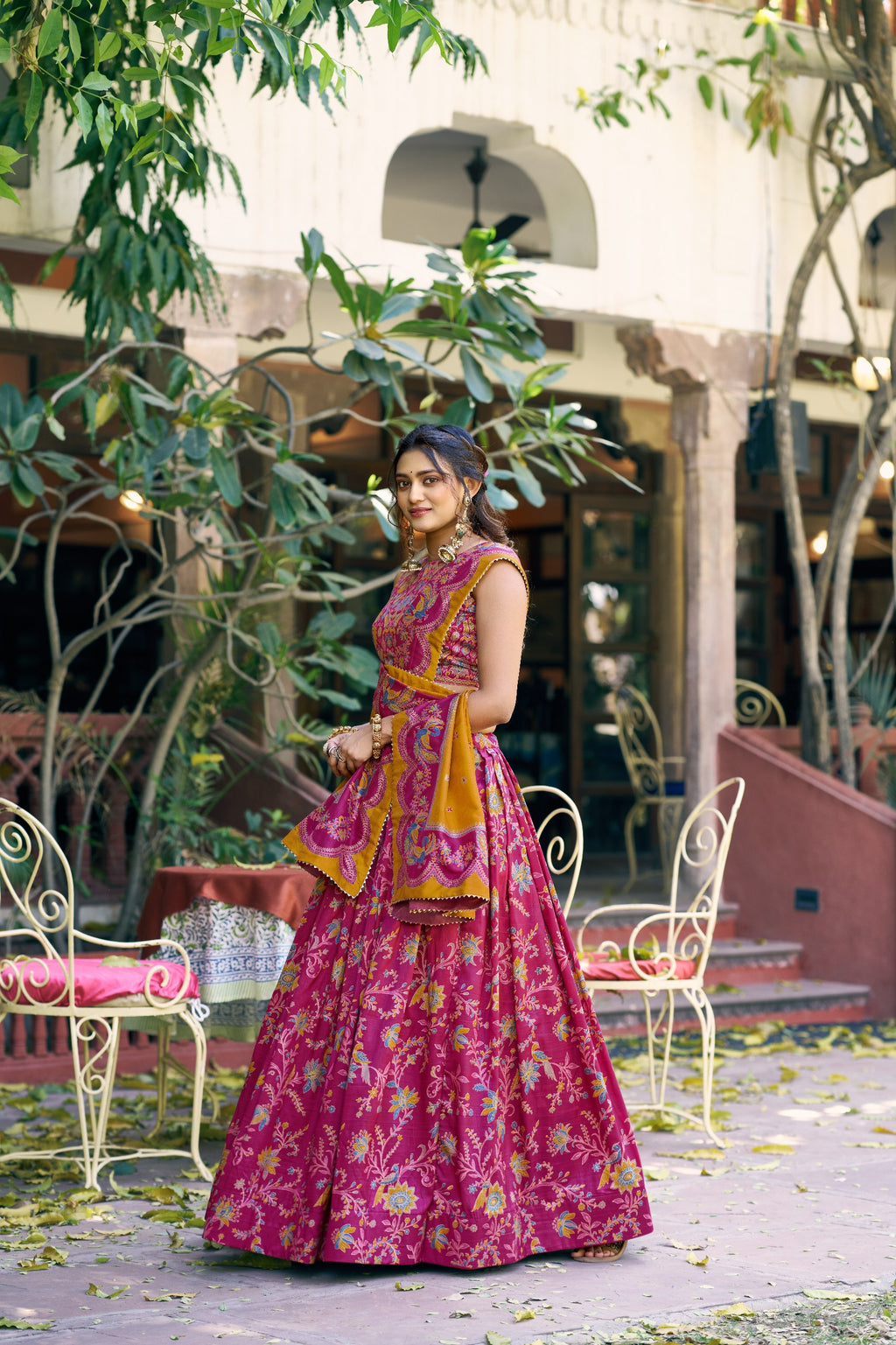 Designer Festive Tasar Silk Foil Printed Lehenga Choli Set For Women
