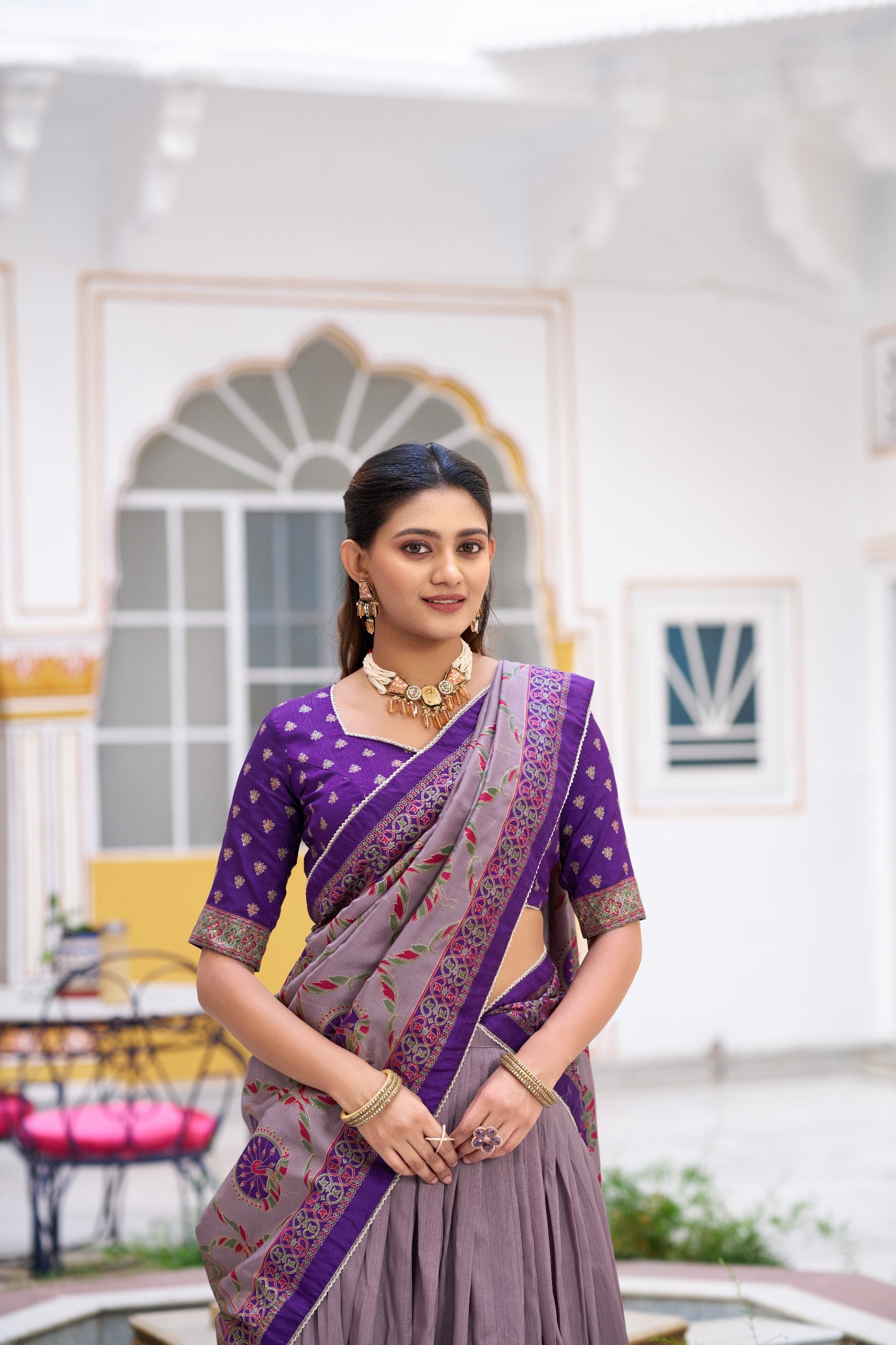 Royal Wedding Wear Tasar Silk  Printed Lehenga Choli Set
