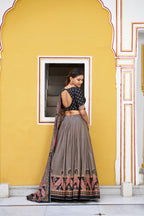 Royal Wedding Wear Tasar Silk  Printed Lehenga Choli Set
