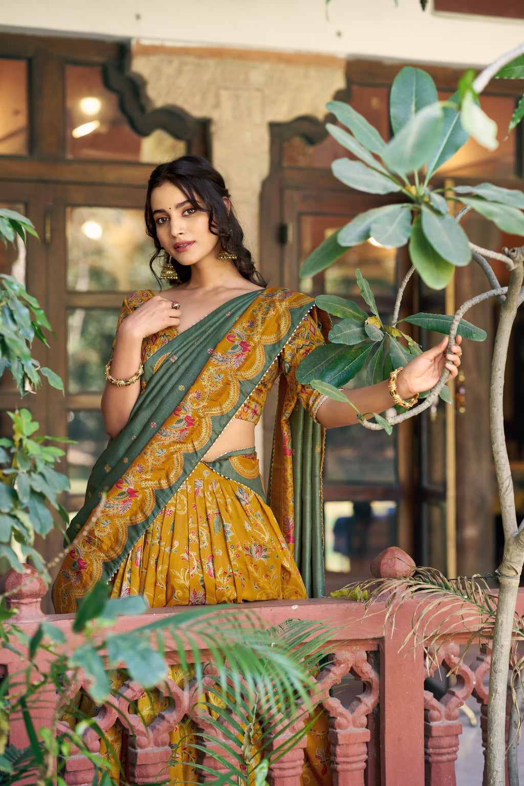 Designer Festive Tasar Silk Foil Printed Lehenga Choli Set For Women
