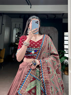 Tasar Silk Printed Gamthi Lehenga Set | Tulip Designer
