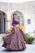 Royal Wedding Wear Tasar Silk  Printed Lehenga Choli Set
