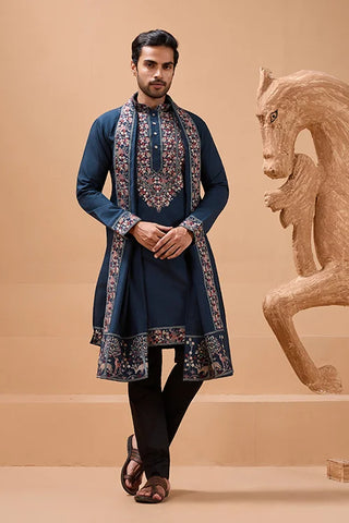 Elegant Teal Blue Kurta with Dupatta for Mens Wear
