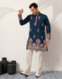 Indian Wedding Style Exclusive Teal Blue Kurta for Mens