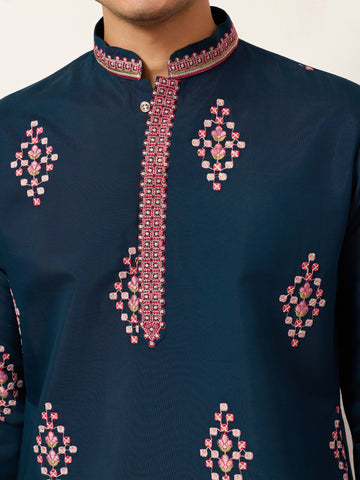 Indian Wedding Style Exclusive Teal Blue Kurta for Mens