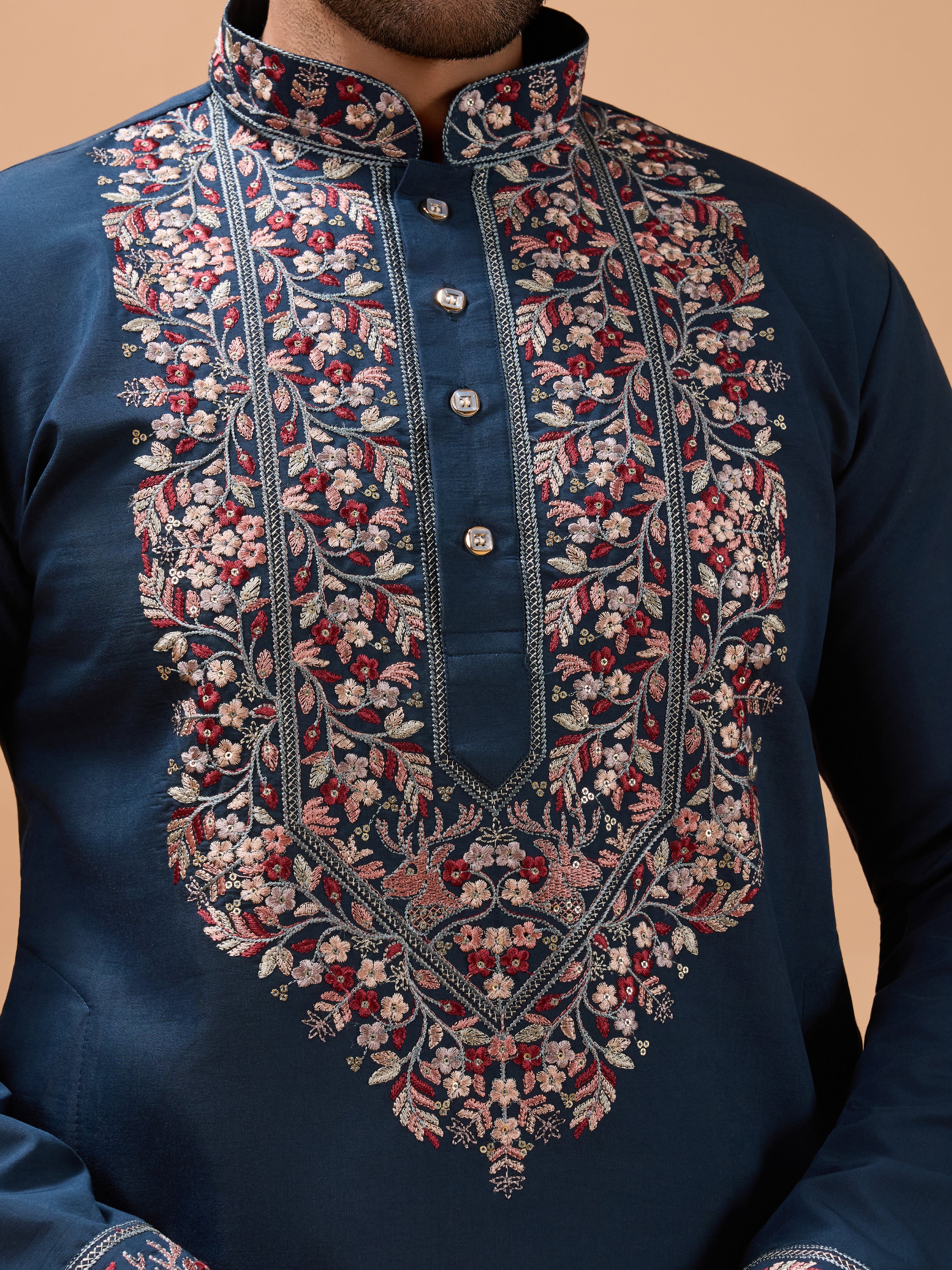 Elegant Teal Blue Kurta with Dupatta for Mens Wear
