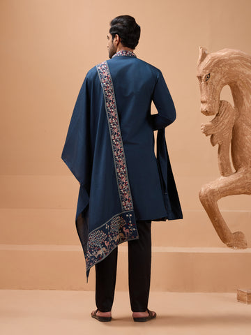 Elegant Teal Blue Kurta with Dupatta for Mens Wear