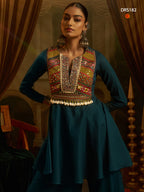 Navratri Teal Mul Cotton Top Bottom | Tulip Designer
