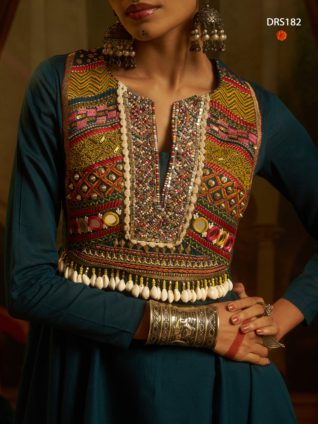Navratri Teal Mul Cotton Top Bottom | Tulip Designer
