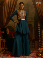 Navratri Teal Mul Cotton Top Bottom | Tulip Designer
