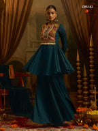 Navratri Teal Mul Cotton Top Bottom | Tulip Designer
