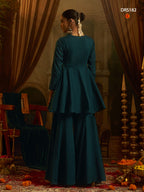 Navratri Teal Mul Cotton Top Bottom | Tulip Designer
