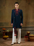 Teal Rayon Embroidered Kurta Dupatta Set | Tulip Designer
