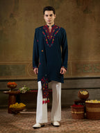 Teal Rayon Embroidered Kurta Dupatta Set | Tulip Designer
