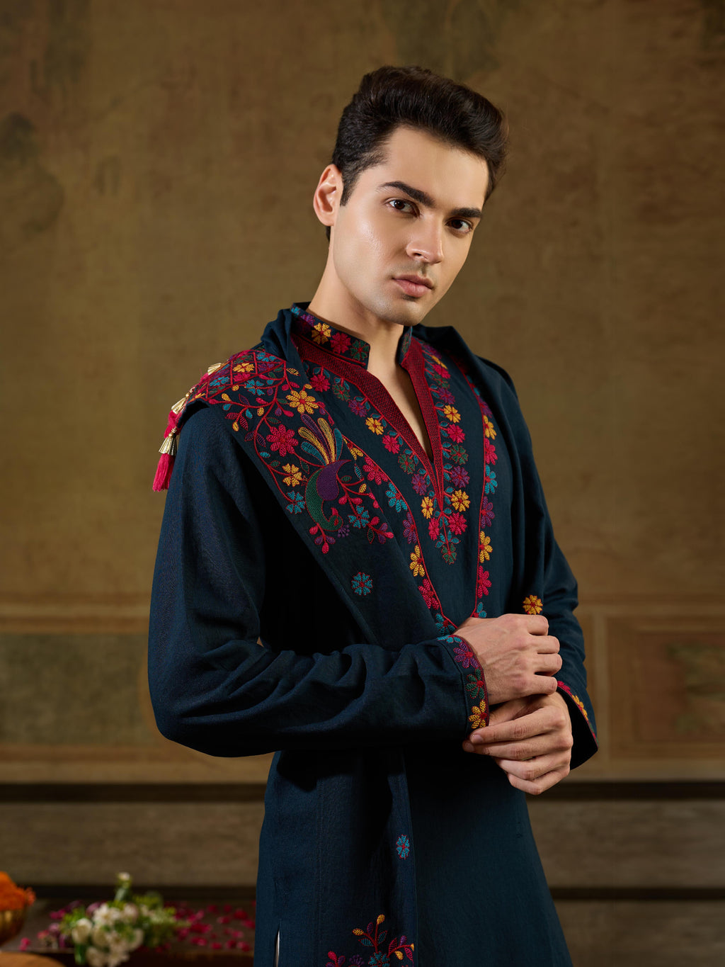 Teal Rayon Embroidered Kurta Dupatta Set | Tulip Designer
