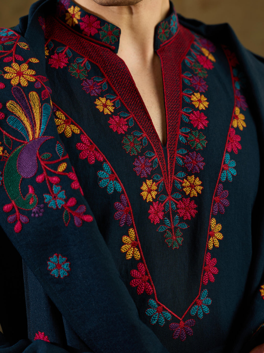 Teal Rayon Embroidered Kurta Dupatta Set | Tulip Designer
