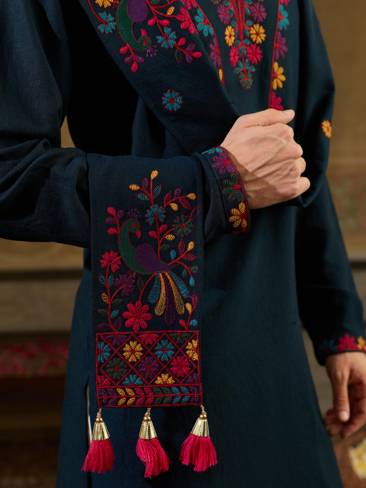 Teal Rayon Embroidered Kurta Dupatta Set | Tulip Designer
