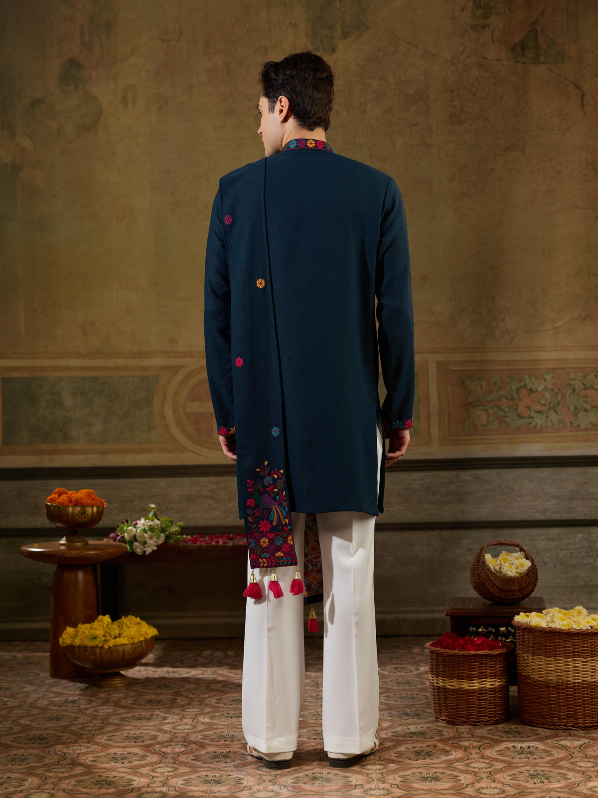 Teal Rayon Embroidered Kurta Dupatta Set | Tulip Designer
