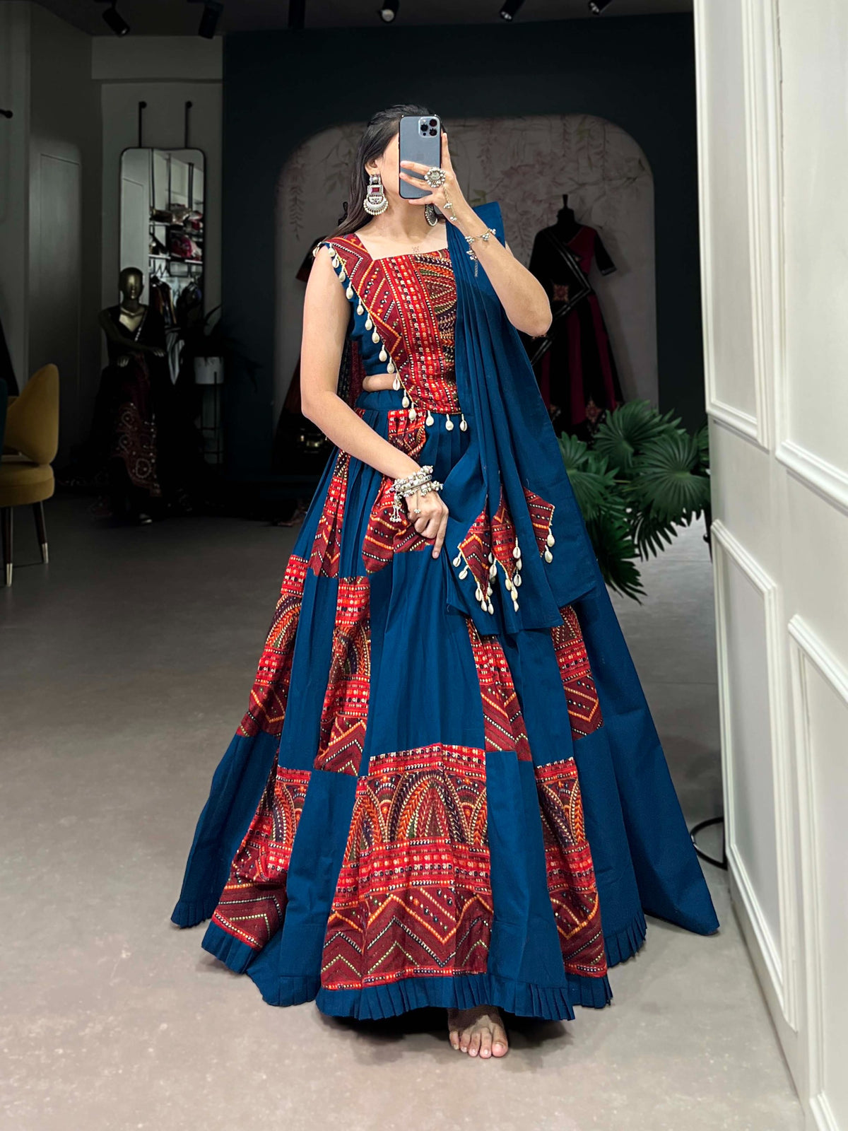 Festive Teal Rayon Kodi Lace Lehenga Set | Tulip Designer
