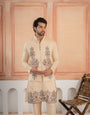 Trendy Beige Wedding Special Koti Kurta Set for Mens Wear