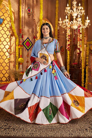 Navratri Special Trendy Light Blue Chaniya Choli Design