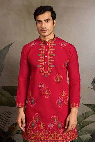Wedding Ready Look Premium Red Kurta for Men