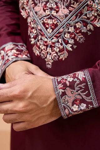 Latest Signature Maroon Kurta and Dupatta for Mens Wear