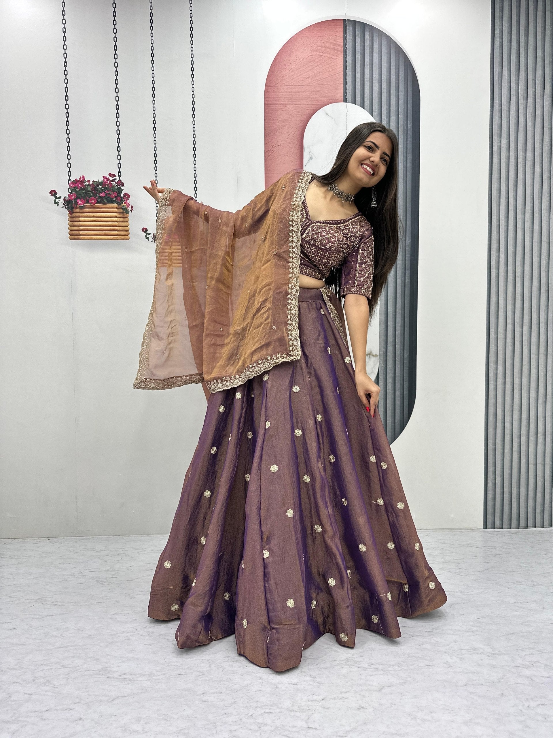 Elegant Mosh Thread Sequence Work Lehenga Choli Set for Women
