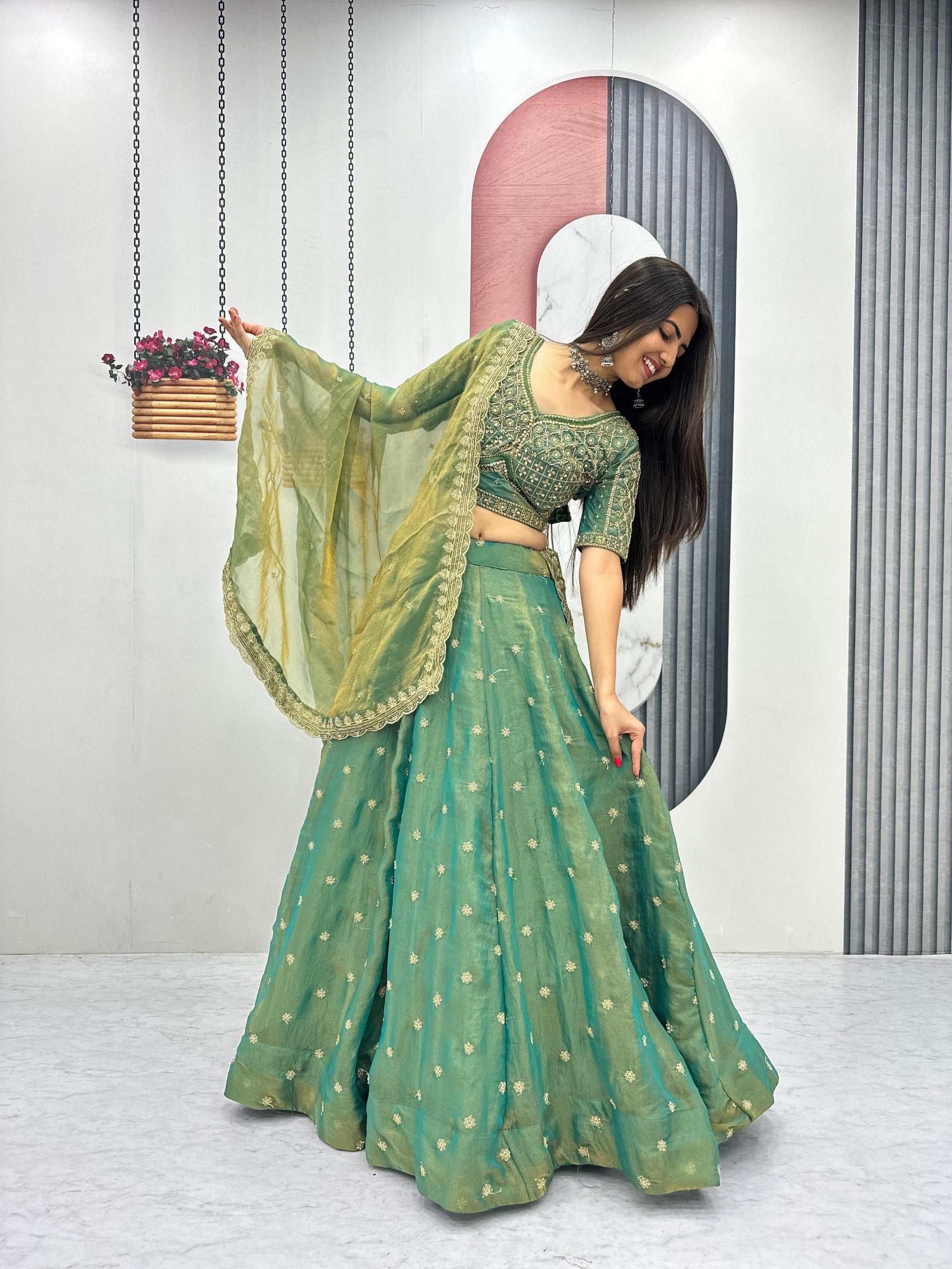 Elegant Mosh Thread Sequence Work Lehenga Choli Set for Women

