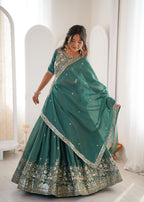 Wedding Special Shimmer Silk Thread Sequence Work Lehenga Choli Set

