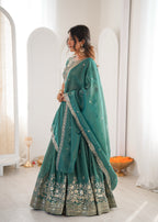 Wedding Special Shimmer Silk Thread Sequence Work Lehenga Choli Set
